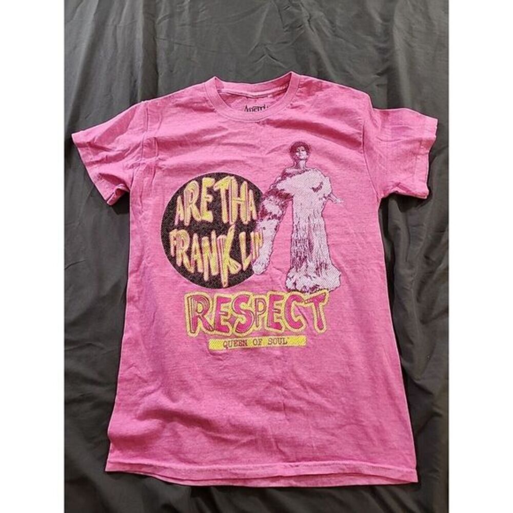 Aretha Franklin T-Shirt Sz Sm Pink Respect Graphic Short Sleeve Tee 100% Cotton